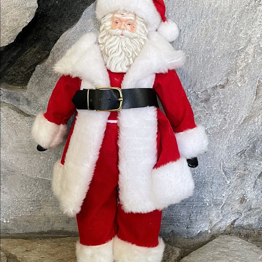 Vintage 16” Soft Body Porcelain Santa Doll Figure